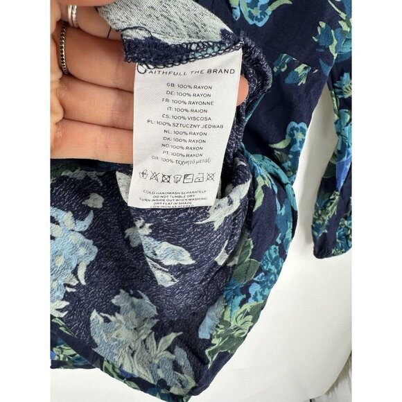 Faithfull The Brand Amias Smocked Mini Dress Women’s 4 Navy Escala Floral READ - Picture 8 of 10